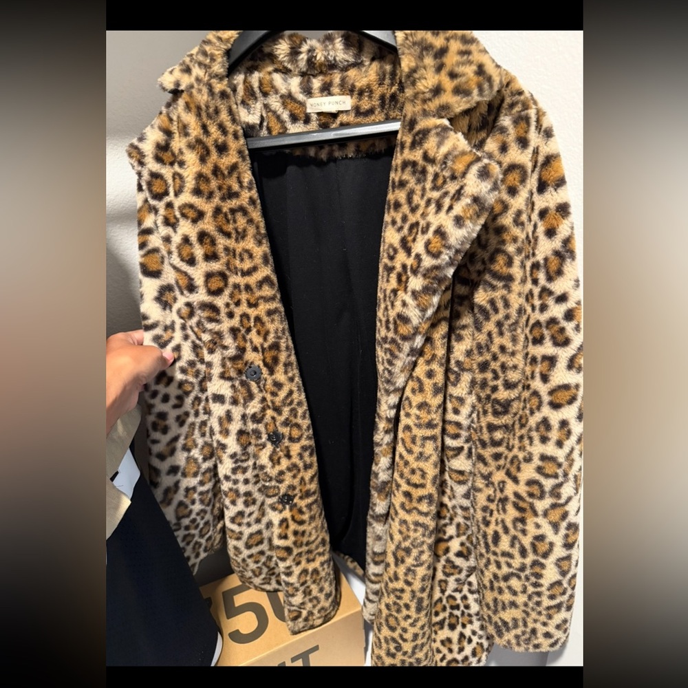 Honey Punch Leopard Print Teddy Jacket